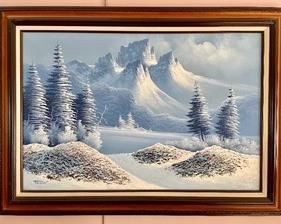 This stunning original art by Tokwan measures 31x43 inches depicting a very serene beautiful landscape scene.