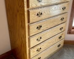 This classical designed bedroom dresser measures 38x48x21 inches and is in very good condition