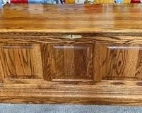 This classic cedar chest measures 42x20x21 inches and features a beautiful finish