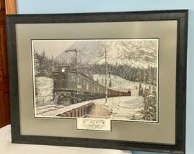 West Bound Electrics Great Northern Framed Print by Jim Jordan measuring 38.5" x 29.5"
