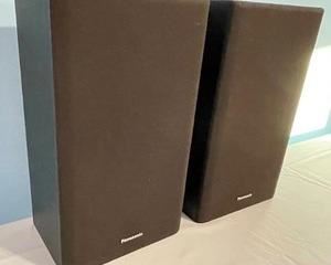 Panasonic Speaker System model number SB-2T30. These speakers measure 19 tall x 11  wide x 7.5 inches deep.