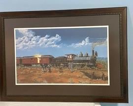 Jim Jordan Railroad and Western Themed Framed Print with amazing details!  Measuring 32 x 23.