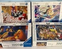 These 6 Ravensburger Disney 1000 piece puzzles all measure 20x27 inches when completed. Pieces not counted