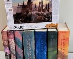 7-book Harry Potter book set by J.K. Rowlings include: Harry Potter and The Sorcerer's Stone/The Chamber of Secrets/The Prisoner of Azkaban/      The Goblet of Fire/The Orders of the Phoenix/The Half-Blood Prince/The Deathly Hallows. Books are all First American Editions

This lot also includes a 3000 piece Harry Potter puzzle by Aquarius (pieces not counted) 