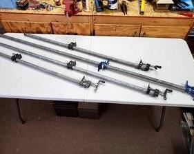 (4) Assorted Wood Working Pipe Clamps Lot