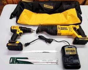 DeWalt 20V Cordless Drill and Reciprocating Saw with Carrier