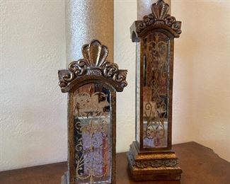 Mirrored candle holder set