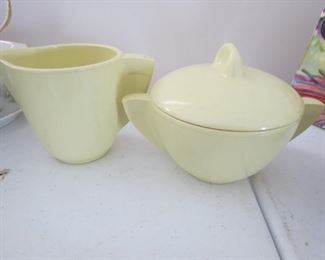 VINTAGE BAKOLITE CREAM AND SUGAR.