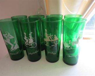 FOREST GREEN VINTAGE GLASSES.