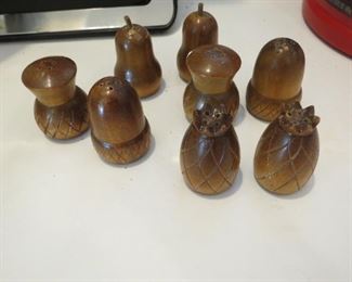 WOODEN SALT AND PEPPERS.