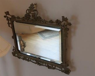 ANTIQUE SMALL WALL MIRROR.
