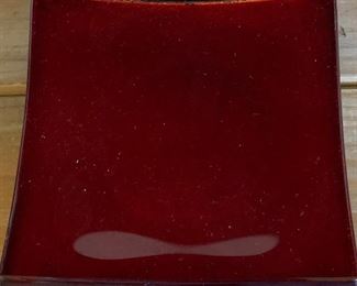 Red Glass Candle Holder