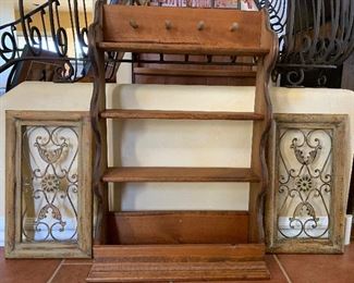 Metal Wall Art, Wood Shelf