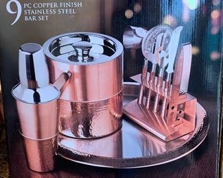 Godinger Copper Finish Bar Set NIB