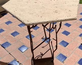 Patio End Table w Hexagon Tile Top