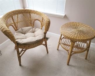 Wicker chair and table