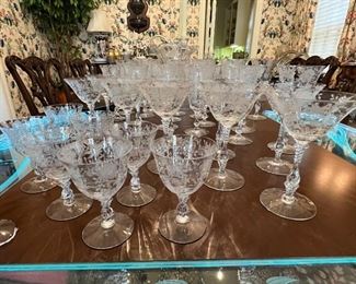 Cambridge Wildflower Glass Stemware, Plates, Footed Bowls and Accessories..