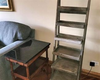 Graywash ladder display shelf