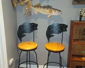 Fishing decor and barstools