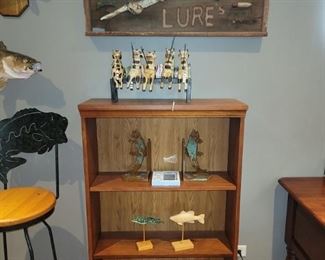 Bookcase and Fishing decor