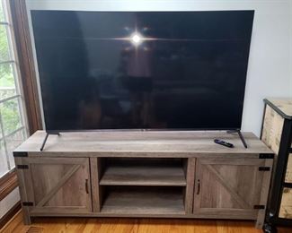 Barn style TV cabinet. TCL 65" flat screen TV (only 3 years)