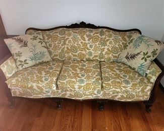 Antique carved wood sofa