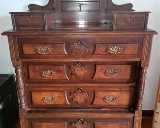 Antique chest of drawers with glove boxes