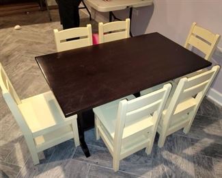 Land of Nod/Crate and Barrel high quality solid wood kid's table with six chairs
