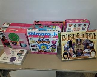 New craft kits and such. 13 Dead End Drive game factory sealed