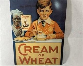 Cream of Wheat Metal Advertising Sign "Health Authorities Urge a hot Cereal Breakfast