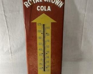 Royal Crown Cola "Best By Taste-Test" Metal Sign with thermometer. Thermometer does not appear to work.