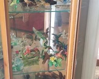 Large hummingbird collection curio cabinet