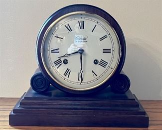 Item 17:  Comitti of London Mechanical Wind Striking Mantle Clock w/ Franz Hermle movement  - 9"l x 3.75"w x 7.75"h:  $225