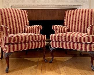 Item 69:  (2) Antique Upholstered Armchairs - condition commensurate with age - 29.5"l x 20.5"w x 35.5"h: $525 for pair