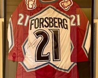 Item 94:  Autographed Framed Forsberg Jersey - 33.25" x 37.5":  $425