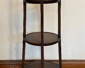Item 123:  Vintage Mahogany 3 Tier Muffin Stand - 8.25" x 36": $225