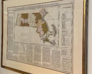 Item 131:  "Carte Geographique, Statistiqle Et Historique De Massachusetts" Map - 37" x 27.25": $425