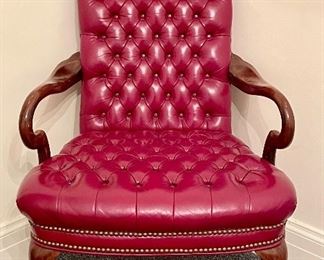Item 139:  Ethan Allen Tufted Back Library Armchair with Nailhead Trim - 25"l x 18.5"w x 42.5"h: $445