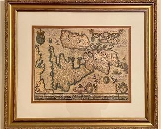 Item 143:  Angliae, Scotiae, Et Hibernia, Sive Britannica:  Insularum Descriptio Map - 27.25" x 23.25":  $500