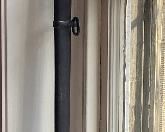 Item 160:  French Cuirassiers Sword - MLE 1855 Sabre de Dragon - 97cm. double fullered blade dated 1855 on the back edge, regulation brass four bar hilt with leather covered grip contained in its steel scabbard:  $700