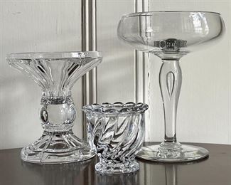 Item 201:  Nice lot of very pretty crystal, Baccarat 3 1/4"  (middle) Royal LTD  6" (left) and Unmarked on (right) 8":  $58
