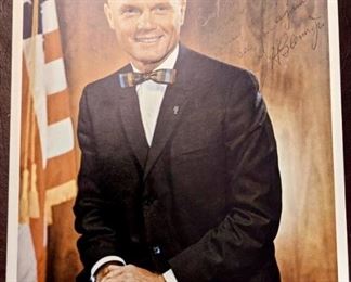 Item 232:  John Glenn, Photograph with Flag, signed, personalized:  $125