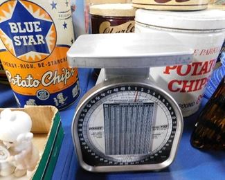 Vintage potato chip tins