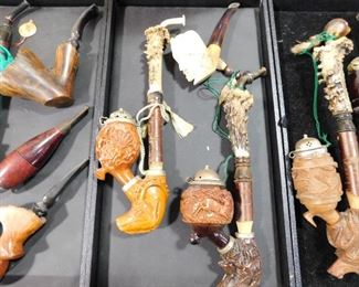 carved vintage smoking pipes