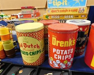 Vintage potato chip tins