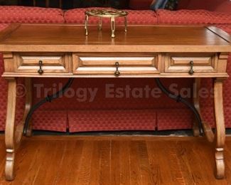 Hekman writing desk with wrought iron details