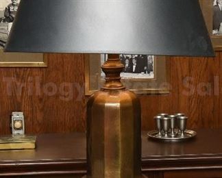 Pair of brass lamps