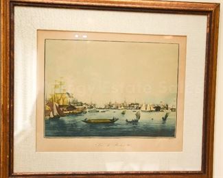 Hand-colored etching "Vue de Boston #1"