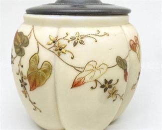 Mt Washington Lobed Satin Glass Biscuit Jar With Pairpoint Lid