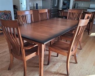 Fabulous farm style dining table with 6 chairs from Tyners